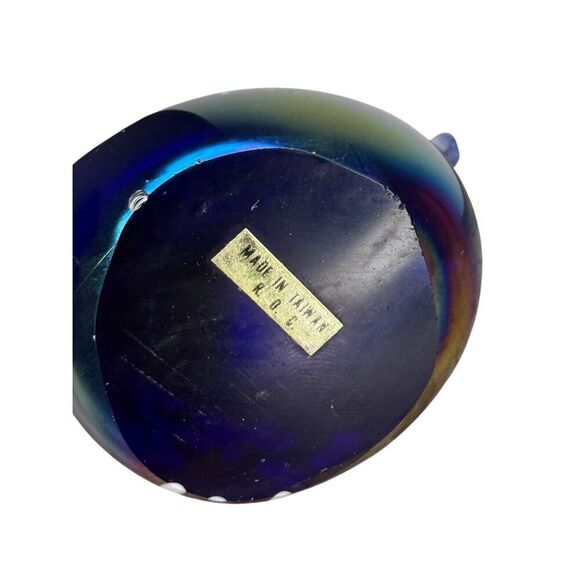 Vintage Iridescent Cobalt Blue Glass Swans Art Hand Blown Glass Set of 2 - Picture 7 of 7